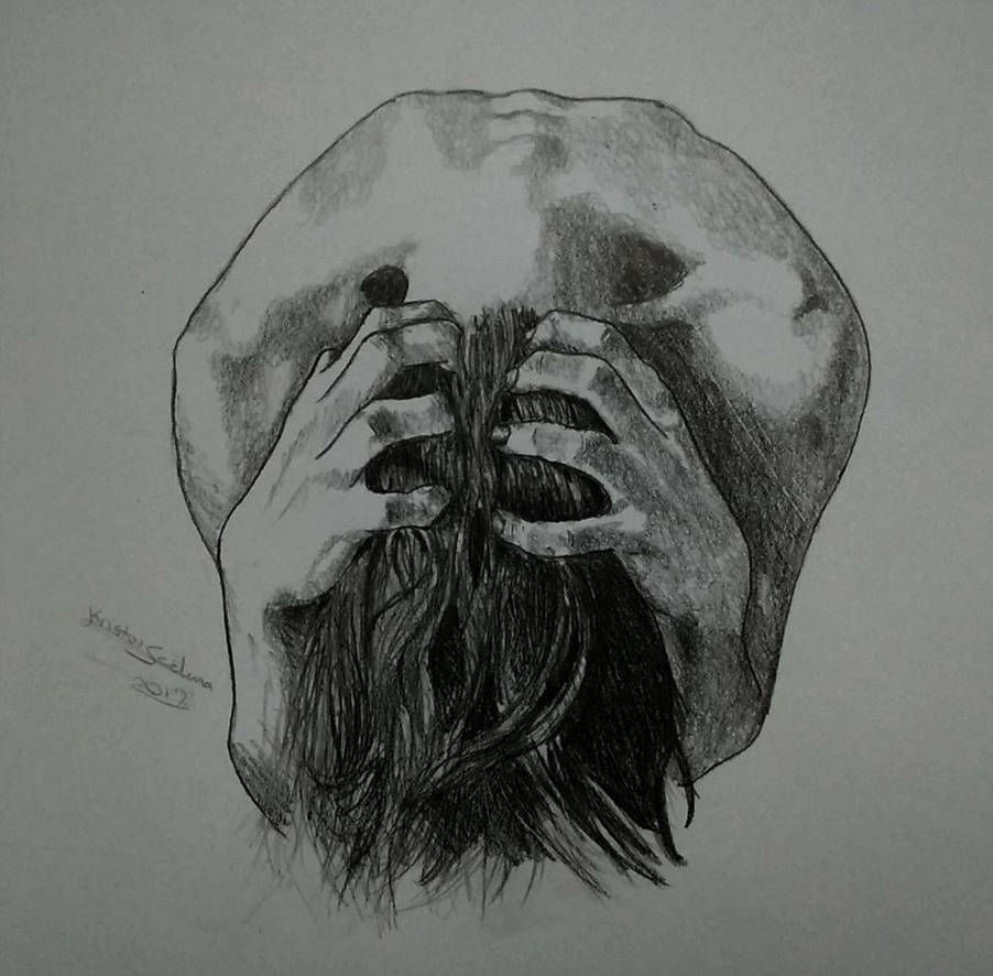 Drawing of a distressed person.